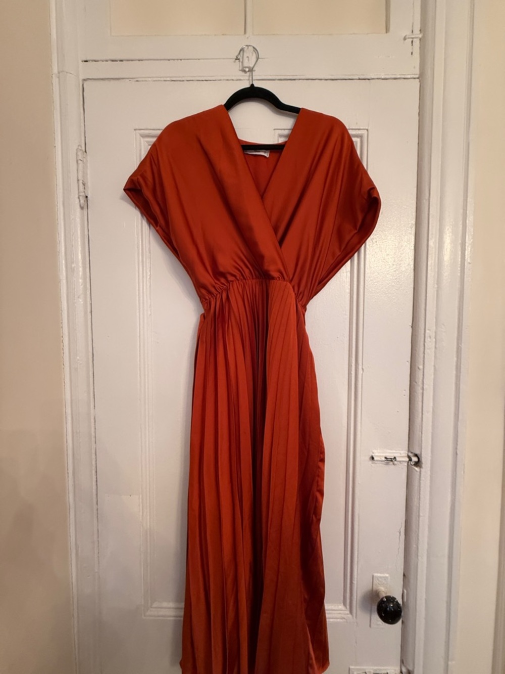 Mango Rust Orange Surplice Maxi Dress